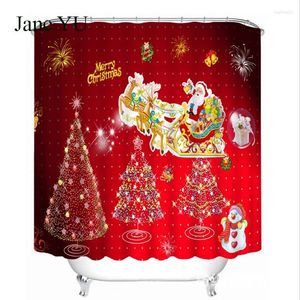 Duschvorhänge, JaneYU, kreativer Weihnachtsmann-Digitaldruck, wasserdichter Vorhang
