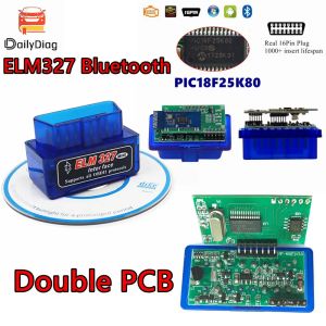 MINI ELM327 Bluetooth V1.5 med 2PCB -kort PIC18F25K80 CHIP Bluetooth Scan Tool OBD2 Scanner Universal Disgnostic Tool Android