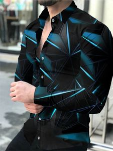 Summer Mens Shirt Long Sleeve Fashion 3D Printed Lapel Single Breasted Cardigan Hawaiian Casual 240329