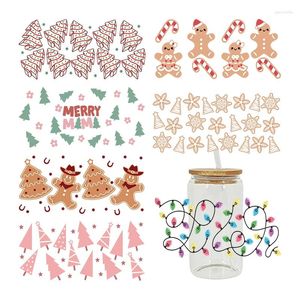 Window Stickers UV DTF Sticker Christmas Theme för 16oz Libbey Glasses Wraps Cup Can DIY Waterproof Easy to Using Custom Decals D3735