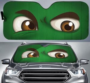 Araba Güneşlik Komik 3D Yeşil Gözler Baskı İç Koruyucu Katlanabilir Isı Reflektörü için Evrensel Ön Cam Güneş Gölgesi 5912334