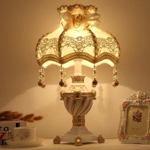 Luxury European Table Lamp Night Desk Light Bedroom Bedside Decorative Mediterranean Warm Living Room Study E27