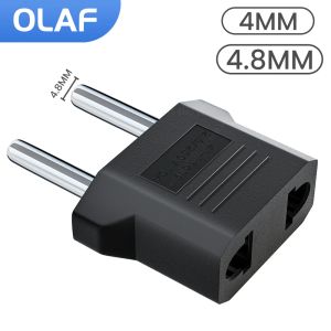 1-50pcs 4,8 mm/4,0 mm UE Adaptador de plugue europeu de KR US ao adaptador de plugue da UE portátil Conversor de carregamento Sockets de energia