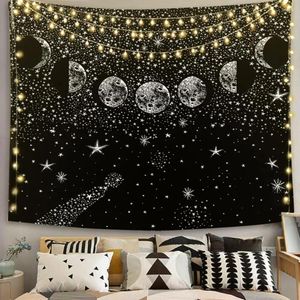 Gobeliny Astrology Sun Moon Constellation Tobestry Wiszący czarownice Dekoracja sypialnia Sypialnia Niebiańska mata plażowa