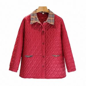 quiltad jacka Autumn Winter Warm LG-ärmad jacka Parkas Cott-Padded Tops Mother Cott Coat Plus Size Feminino F8T6#