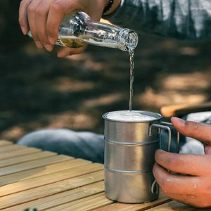 Mugs Outdoor Stainless Steel Cup Large Capacity Beer Retro Tea Old Wide Mouth Camping Mug Self-driving Tour