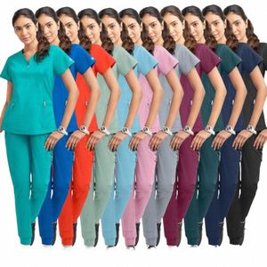 Atacado Elástico Menina Uniformes Hospitalares Esfoliantes para Mulheres Jalecos Médicos Uniforme de Enfermeira Mulheres Esfoliantes Uniformes Conjunto Spa Uniformes C415 #