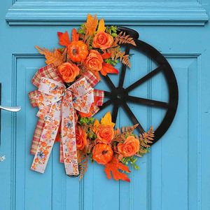 Decorative Flowers 1PCS Simulation Garland Fake Autumn Leaves For Christmas Thanksgiving Wreath Halloween Party Home Decoration