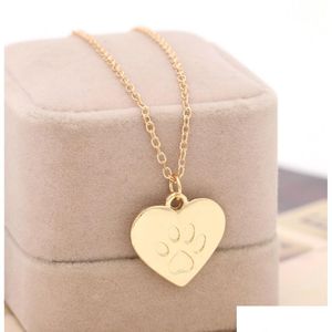 Colares Pingente Isang Moda Amor Coração Urso Cão Pawprint Colar Pegadas Cadeia Para Charme Mulheres Meninas Presente Drop Delivery Jóias Dhx1W