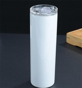 100pcs 20oz süblimasyon düz konik sıska tumbler boş beyaz ince paslanmaz çelik bardaklar 20 oz vakum yalıtımlı çift walle2907334