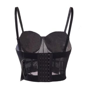 Сексуальная черная прозрачная сетка бюстгальтеров Brulet Bralet Wome Tube Top Corset Bustier Bra Club Party Top Top Lingie Plus Size