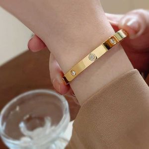 2024 남성과 여성을위한 얇은 네일 탄성 팔찌 인스 타 그램 틈새를 보존하는 Titanium Steel Color Full Diamond Bracelet Counples 미니멀리스트 타원형 우아함