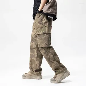 Męskie spodnie Desert Camuflage kombinezon 2024 luźna prosta moda Wysokiej klasy ulicy w stylu koreański wszechstronny