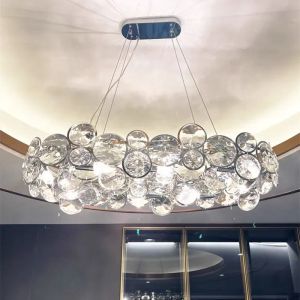 2024 New Nordic Style Chandelier Luxury LED Crystal Pendant Lights for Living Room Modern Lamp for Romantic Bedroom Dining Room