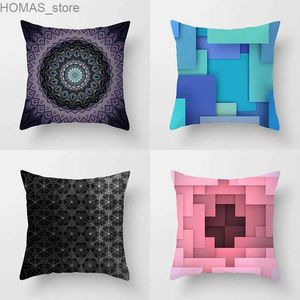 Pillow Geometric Print Throw Cover Sofa Decoration Car Office Seat Waist Cushion Room Home 45x45cm Y240401