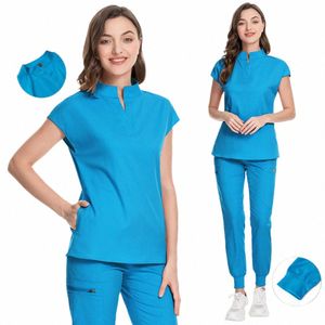 Puro Simples de Alta Qualidade Scrub Nurse Uniform Healthcare Scrubs Set Roupas Médicas para Mulheres Sala de Cirurgia Médico Roupas de Trabalho d8xu #