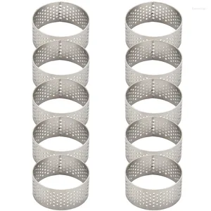 Baking Moulds 10Pcs 4.5Cm Round Stainless Perforated Seamless Tart Ring Quiche Pan Pie With Hole Shell