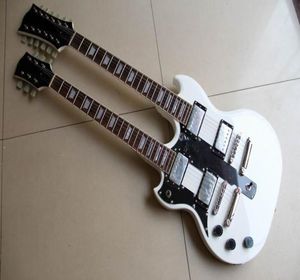 Hela ny ankomst Cibson dubbelhalsar 1275 Electric Guitar Left Handed In White 1109278770280