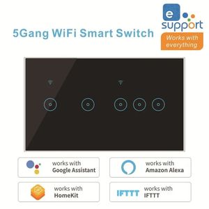 2024 Screen de vidro Touch Screen Voice Control WiFi Smart Remote Wall Switch para usar com Tuya Ewelink App 4-5-6gang