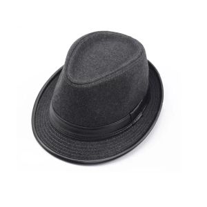 Klassiska män Fedoras Jazz Feel Brim Hat Vintage Autumn Winter Tjock Warm Top Hat Male Gentleman Black Grey Sun Visor Bowler Hats