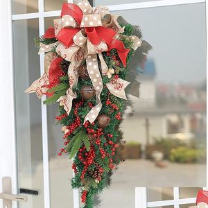 Flores decorativas grinaldas 2023 ano natal árvore ornamental led decoração casa festa de férias árvore de natal escadas luzes parede gota dhjzw