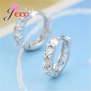 Dangle Earrings Real 925 Sterling Silver Classic Crystal Hoop Luxury Cubic Zirconia Fashion Jewelry For Women Wedding Gift