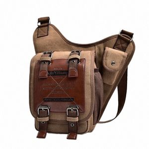 men's Vintage Retro Style Canvas Leather Saddle Bag Satchel Shoulder Bag Menger Bag Travel Motorcycle Bags for Men a96T#