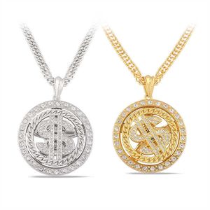 Hip hop Street dollar turntable Necklace rap HIPHOP can turn dollar pendant tiktok earn more 7S26