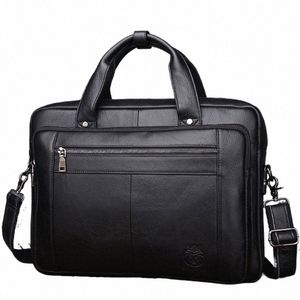 Schlatum本物の革のバスシンブリーフケースブラックfor Luxury Handbagsラップトップブリーフケースバッグ16インチオフィスコンピューターバッグU92R＃