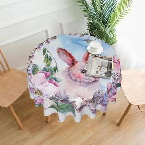 Tkanina stołowa okrągłe obrus akwarelowy sprężyna szczęśliwej osłony wieńca wielkanocnego zmywalny do herbaty