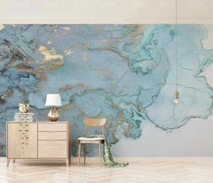 Tapety CJSIR Niestandardowe duże malowidła ścienne Niebieskie pozłacanie tekstura 3D Tapeta na salon po mural papierowy telewizor tła sypialnia wystrój