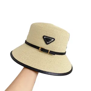 Cappello da sole retrò designer per uomo donna casquette luxe flat top triangolo invertito solido cappello di paglia coppia stile pesca placcato argento cappello a secchiello a tesa larga hj097 C4