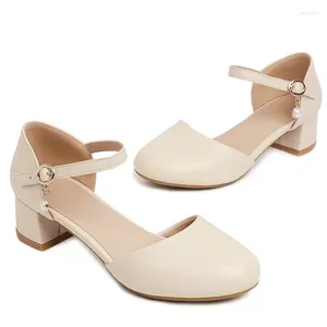 Casual Shoes Straps Low Heels Women's Mary Janes Summer Bekväm elegant kort klackade party bröllopskontor sko flickor stor storlek