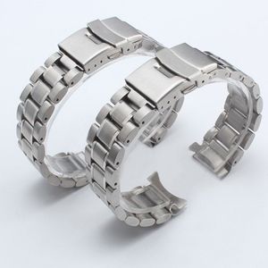 Silver Stainless Steel Watchbands Bracelet 18mm 20mm 22mm Solid Metal Watch Band Men Strap Accessories2434