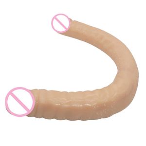 Nxy Dildos Dongs flexible Double 46*4 5cm Double End Penis Realistic Dual Phallus Stimulation of Vagina and Anus Sex Toy for Women Lesbian 240330