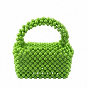 small Square Cute Woven Bags Handmade Acrylic Mini Lipstick Hags 2024 New Style Beaded Purses and Handbags Satchel Handbag x04j#