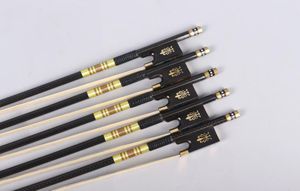 5x Violin Bow 44 Pełny rozmiar włókna węglowego Ebony Frog Advance Horse Hair Gloden Strable Strated Parties Dobrze zrównoważone 9590717