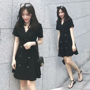 カジュアルドレス夏の韓国風のプラスサイズの女性のゆるいドレストップブラックスカートの女性Vestido de Mujer Femme Robe