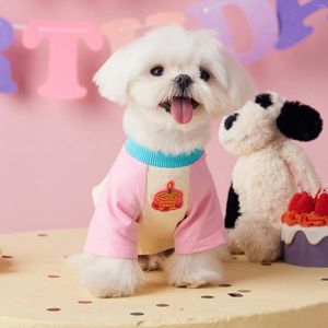 Abbigliamento per cani T-shirt sottile estiva Vestiti piccoli Manica corta Yorkie maltese Shih Tzu Teddy Bichon Compleanno Stile Pet Outfit per cani