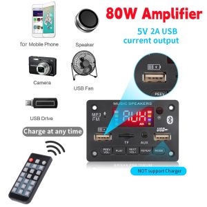 2*40W Classe D Estéreo Audio Digital Power Amplificador 12V 80W Decodificador carro MP3 player USB Record FM AUX HandsFree DIY Controle