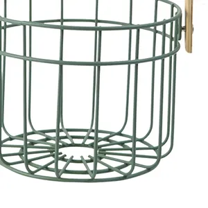 Cesta de ovo de fio de metal para armazenamento de cozinha para coletar suporte de ovos de galinha verde L