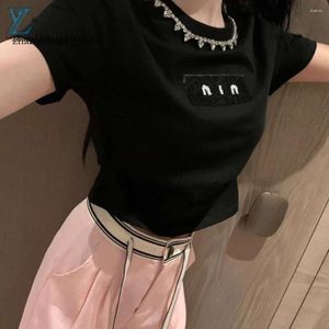 Women's Tanks 2024 Spring/summer Seasonal Fashion Versatile Slim Fit Short T-shirt for Women