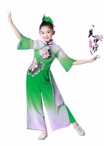 Costume da ballo classico per bambini Costume da ballo per ragazze Lotus Dr Elegante Fan Dance Ombrello Performance di danza j43B #