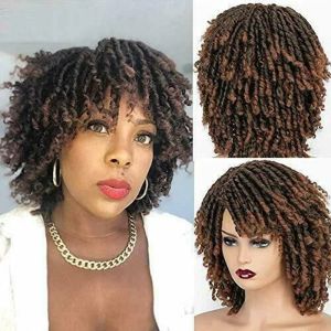 Wigs Dreadlocks Hair Wig 6Inch Synthetic Black Blonde Ombre Faux Locs Curly Wig Short Natural Soft Braided Twist Wig for Black Women