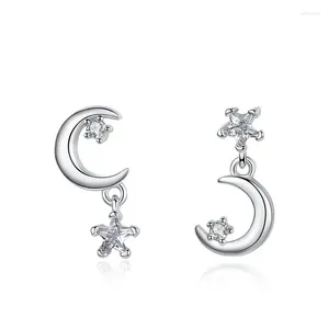 Ohrstecker REETI 925 Sterling Silber Zirkonia Stern Mond für Damen Modestil Mädchen Sterling-Silber-Schmuck