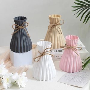 Вазы цвета макарон в современном европейском стиле имитируют керамику непобедимую пластиковую вазу на свадьбу, день рождения, украшение для дома, цветочная композиция