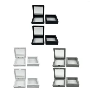 Quadros 4x Flutuante Frame Display Case 3D Holder Stand Jóias Moeda