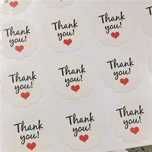 Party Decoration 100Pcs/Lot Paper Thank You Heart Circular Cursive Writing Design Sticker Labels Seals Gift Stickers For Wedding