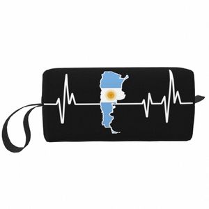 argentinian Heartbeat Argentina Flag Travel Toiletry Bag for Women Cosmetic Makeup Bag Beauty Storage Bags Dopp Kit Case Box P9x2#