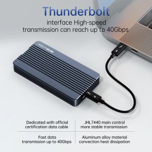 ACASIS Thunderbolt 4 Gabinete móvel M.2 NVME SSD Driver externo Driver duro PCIE Case para MacBook Laptop Desktop e Samsung 980 Pro